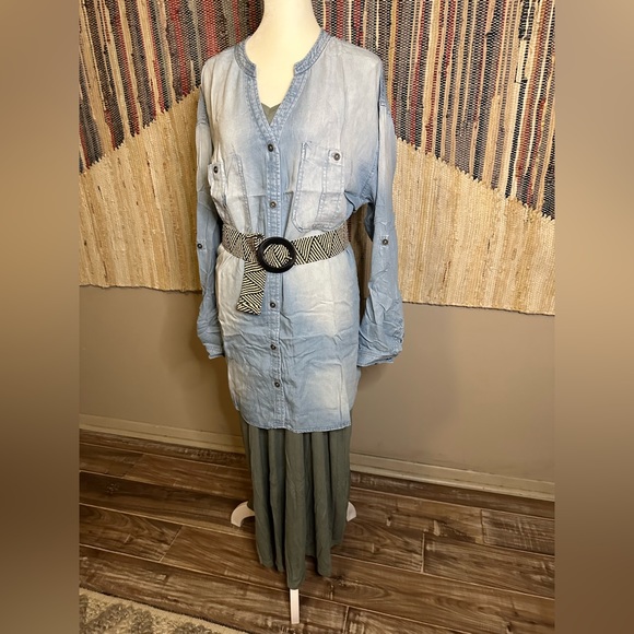 PLUS Zenana Long Sleeve Chambray Shirt - Picture 6 of 9